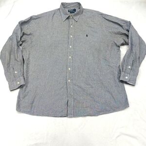 POLO RALPH LAUREN LOWELL SPORT MENS NAVY WHITE HOUNDSTOOTH COTTON BUTTON UP XXL